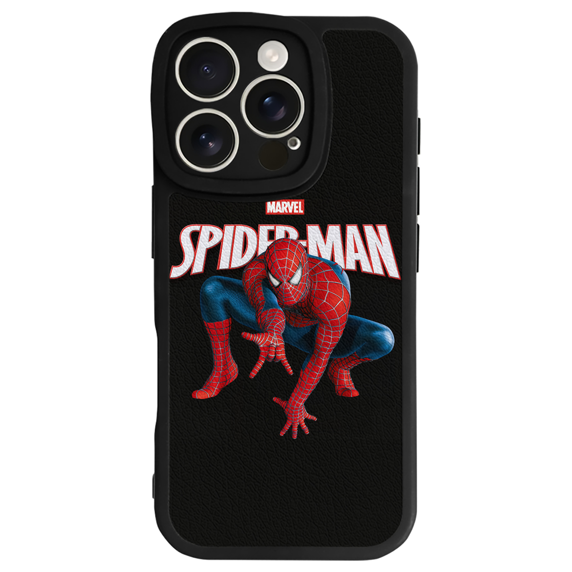（画像用） Spider Man スパイダーマン 【iPhone 16シリーズ対応】シリコンスマホケース（レザー調） 材質：シリコン